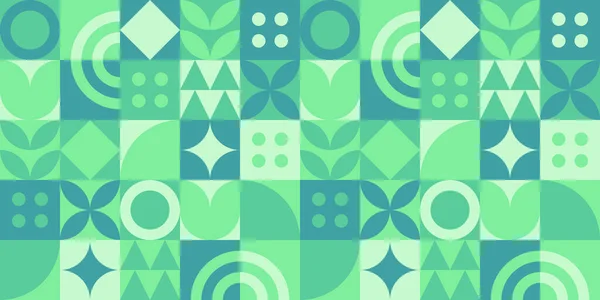 Zielona Geometryczna Mozaika Bezszwowy Wzór Ilustracji Natury Abstrakcyjne Kształty Świeże — Wektor stockowy
