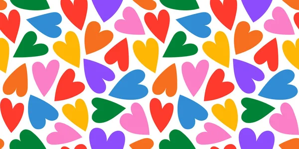 Farverige Regnbue Kærlighed Hjerte Sømløse Mønster Tapet Illustration Med Forskellige – Stock-vektor