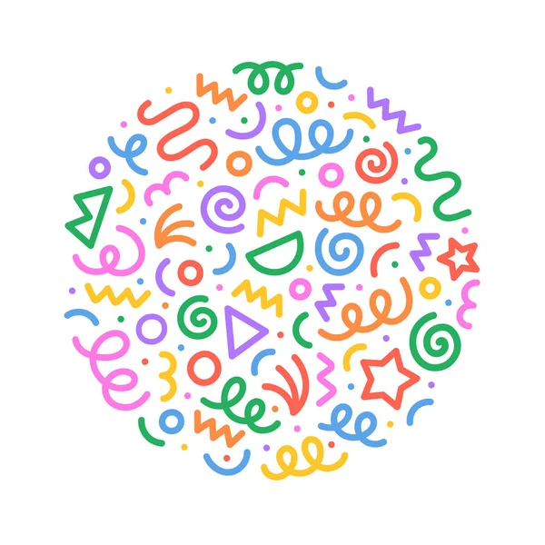 Leuke Kleurrijke Abstracte Lijn Doodle Cirkel Vorm Creatieve Minimalistische Stijl — Stockvector