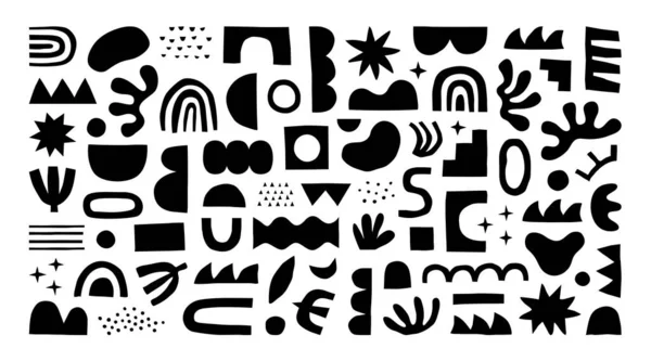 stock vector Abstract organic shape seamless pattern with black and white geometric doodles. Flat cartoon background, simple random shapes print texture.