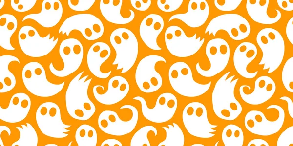 Halloween Ghost Cartoon Nahtlose Musterillustration Nette Oktober Feiertagsstimmung Charakter Hintergrund — Stockvektor