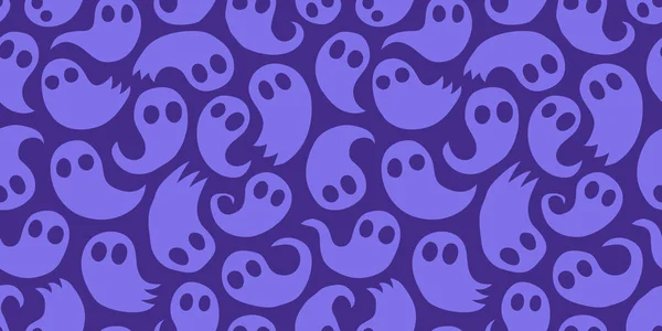 Halloween Ghost Cartoon Nahtlose Musterillustration Nette Oktober Feiertagsstimmung Charakter Hintergrund — Stockvektor