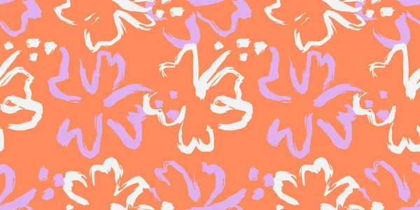 Abstract Hand Drawn Flower Seamless Pattern Illustration Colorful Hawaiian Print — Stock Vector