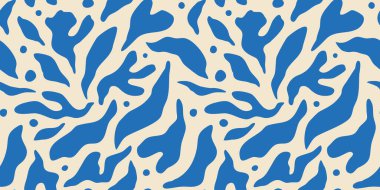 Abstract nature art leaf collage shape seamless pattern. Trendy contemporary cutout background illustration. Natural organic plant leaves artwork wallpaper print. Vintage botanical summer texture.