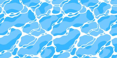 Sessiz, berrak, mavi su yüzeyi, pürüzsüz desen çizimi. Sakin turkuaz dalgalı plaj ya da havuzun modern düz çizgi film tasarımı. Yaz tatili arka planı.