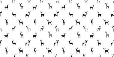 Elle çizilmiş noel geyikleri kusursuz desenli çizimler. Siyah ve beyaz ren geyiği, şenlikli Xmas kutlaması için arka plan karalıyor. Tatil hayvan dokusu baskısı, Aralık dekorasyon duvar kağıdı..