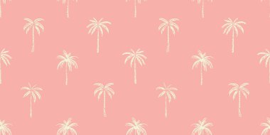 El çizimi palmiye ağacı desensiz çizimi. Renkli Hawai baskısı, eski sanat tarzında yaz tatili geçmişi. Tropikal bitki duvar kağıdı dokusu.