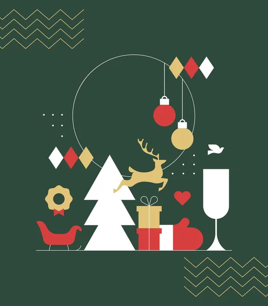 Vrolijk Kerstmis Moderne Geometrische Achtergrond Sjabloon Lege Abstracte Kerstvakantie Design — Stockvector