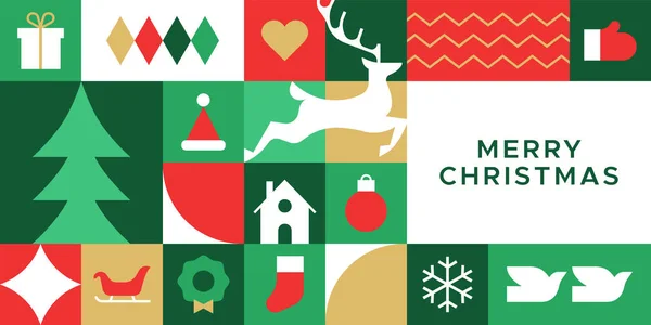 Buon Natale Moderno Modello Banner Geometrico Astratto Poster Natale Vacanza Vettoriali Stock Royalty Free