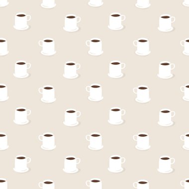 Elle çizilmiş kahve fincanı kusursuz desen. Kahvaltının kafein bardağı arkaplan çizimi. Enerji içeceği, espresso sıcak içecek duvar kağıdı dokusu.