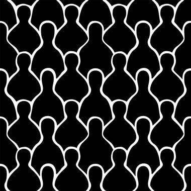 Siyah ve beyaz insanlar soyut, silüet, kusursuz desenli sanat eserleri topluyor. Çoklu etnik toplum, kültürel çeşitlilik grubu geçmişi çizimi.