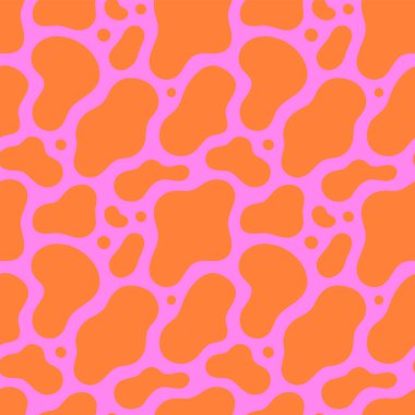 Renkli soyut pembe yuvarlak şekilli, pürüzsüz desen. Retro su arka plan dokusu, parlak renkli inek izi. Moda duvar kağıdı tasarımı.