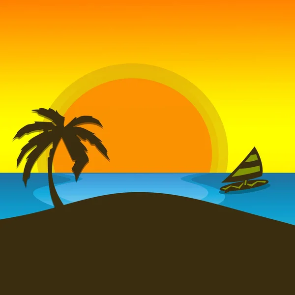 Palmiye Ağacı Duvar Kağıdıyla Günbatımı Sahili — Stok fotoğraf