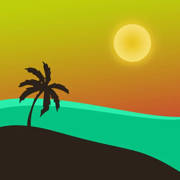 Sea Beach Palm Tree Night Wallpaper — Stock Photo, Image