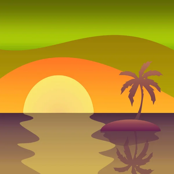 Zachód Słońca Morze Plaża Palmy Tapety — Zdjęcie stockowe