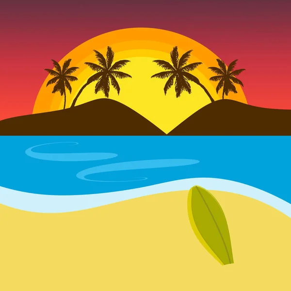 Palmiye Ağaçları Duvar Kağıdıyla Günbatımı Deniz Plajı — Stok fotoğraf