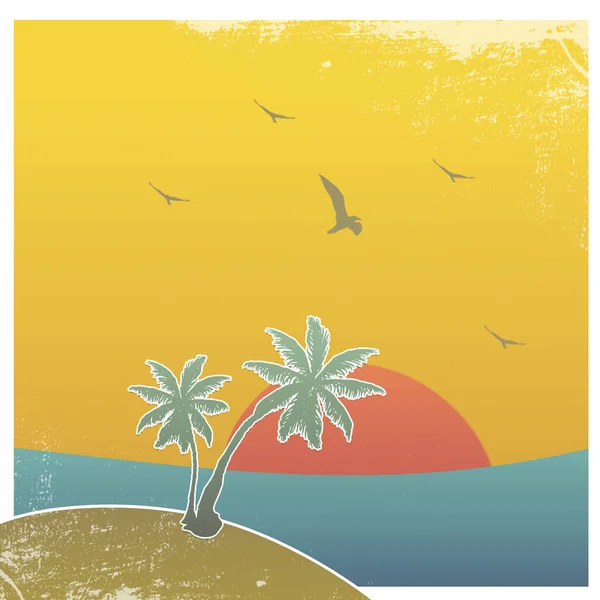 Palmiye Ağaçları Duvar Kağıdıyla Yaz Günbatımı Deniz Plajı — Stok fotoğraf