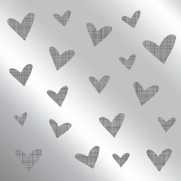 Καρδιά Σχήματα Ασημί Χρώμα Καρό Αδιάλειπτη Μοτίβο Φόντο Πρότυπο — Φωτογραφία Αρχείου