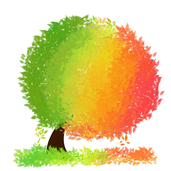 Herbst Baum Mit Fallenden Bunten Blättern Grafik Hintergrund — Stockfoto