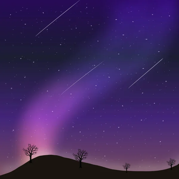 Вид Горы Метеоритного Звездного Ночного Неба Графические Обои Фон — стоковое фото