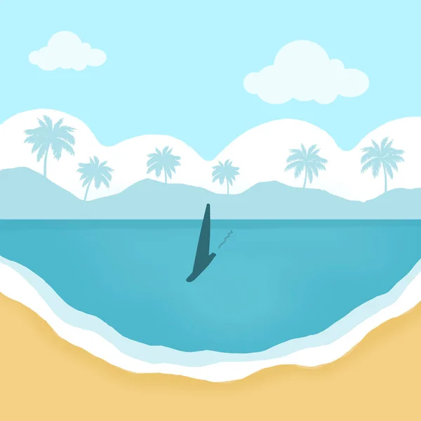 Sommer Strand Mit Boot Meer Landschaft Blick Tapete Hintergrund — Stockfoto