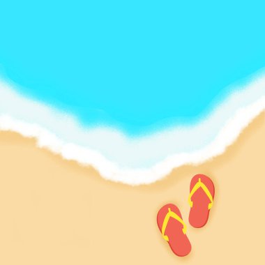 Summer sea beach with flip flop on sand landscape view with flip flop wallpaper