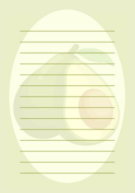 Note Writing Letter Paper with Avocado Fruit Pattern Template Graphic Design Background, Printable Stationery Note Planner, Writing Letter Paper Template Illustration Background