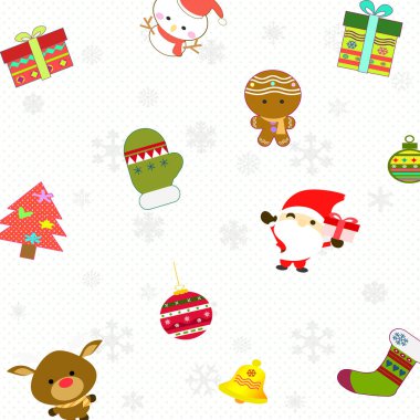 Merry Christmas with Decorative Seamless Pattern Graphic Wallpaper White Background