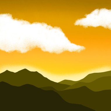 Mountain with Clouds Sunset Sky Landscape Graphic Wallpaper Background