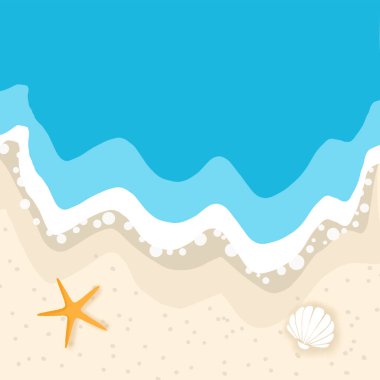 Summer sea beach with starfish and shell landscape graphic illustration wallpaper
