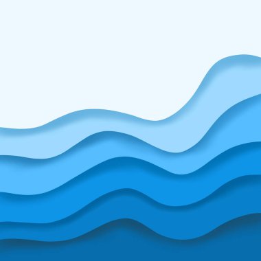 Abstract Blue Color 3D Curved Shape Paper Cut Layers Style Graphic Wallpaper Background, Abstract Light Colored Design for Posters Advertising Banner Brochure