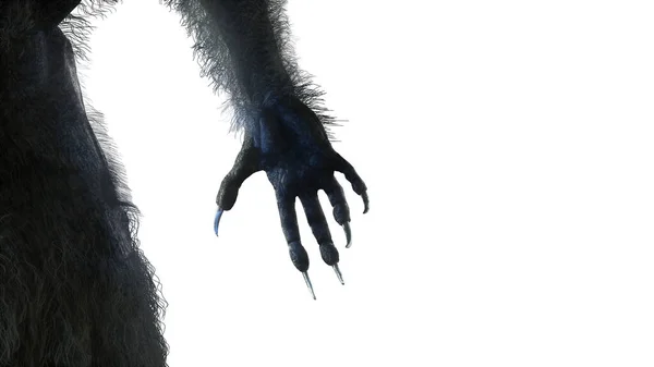 Scary Monster Hand Furry Werewolf Paw Halloween Background Render Illustration — Stock Photo, Image