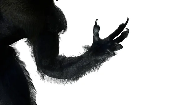 Furchterregende Monsterhand Pelzige Werwolfpfote Für Den Halloween Hintergrund Rendern Illustration — Stockfoto