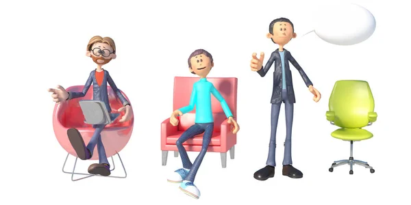 cartoon business consultants businessmen render 3d