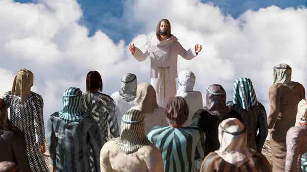 Jesus Kristus Och Tolv Apostlar Domus Galilaeae Predikan Berget Render — Stockfoto