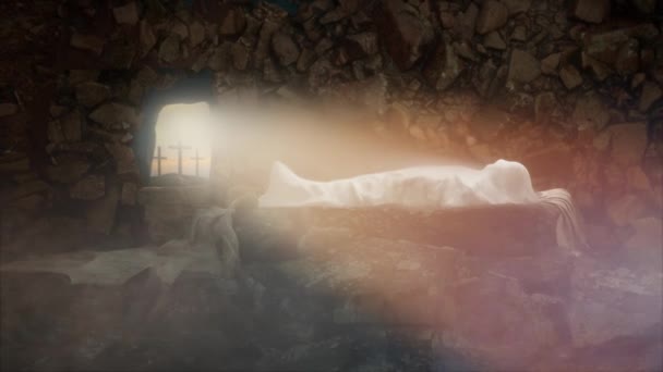 Jesu Kristi Grav Svepningen Påsken Render — Stockvideo