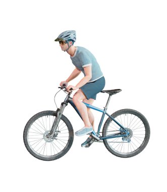 Athlete man cyclists with bicycle 3d render and a bike on the white