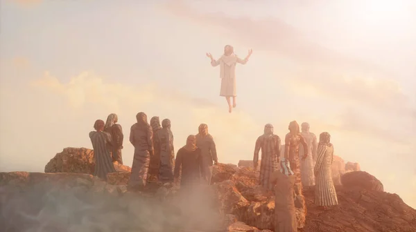 Иисус Восходящий Небо Горе Двенадцать Апостолов Воздать — стоковое фото