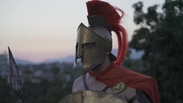 Spártai Harcos Katona Ókori Görögország Hátterében Spártai Király — Stock videók