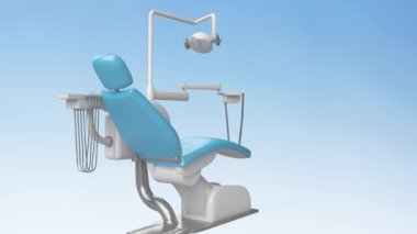 Modern dişçi ofisi ve dişçi koltuğu 3D dönüşümlü