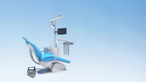 Nowoczesne Gabinety Stomatologiczne Krzesło Dentystyczne Obraca Renderowania — Wideo stockowe