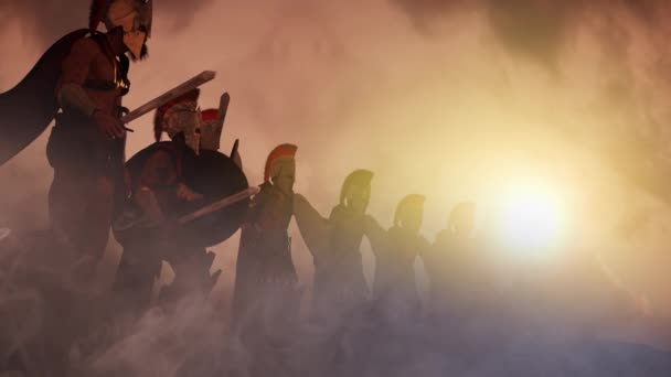 Große Griechische Spartans Krieger Armee Rendern — Stockvideo