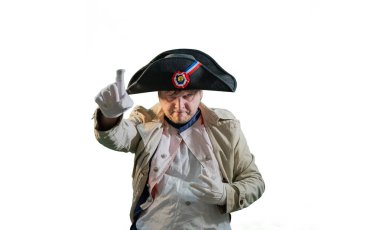 Napoleon Bonaparte, 18. yüzyılın askeri lideri beyaz arka planda
