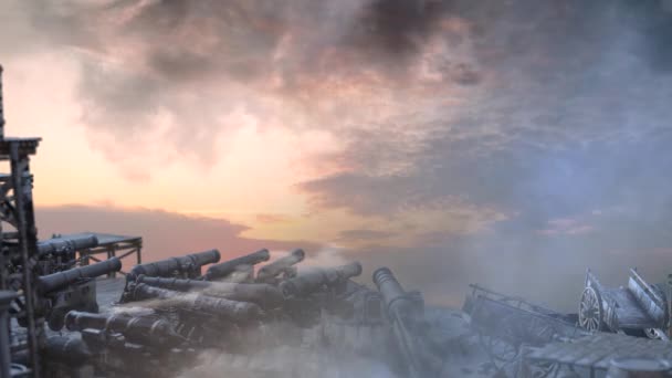 Background Battlefield Napoleonic Army 18Th Century Cannons Render — Stock Video