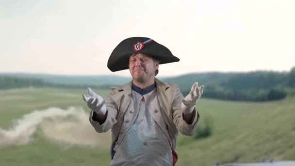 Bonaparte Napóleon Század Katonai Vezetője Csatatéren — Stock videók