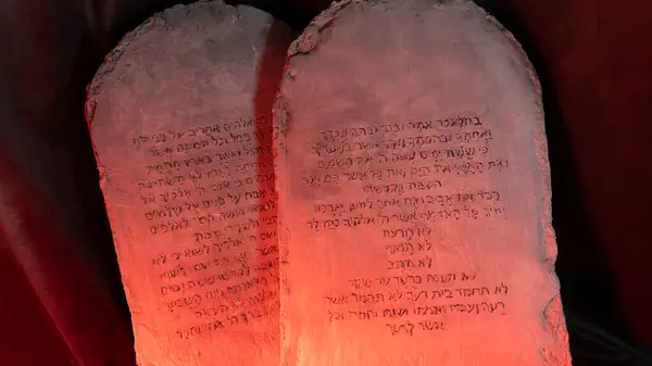 Táblák Biblia Tízparancsolatával Stock Kép