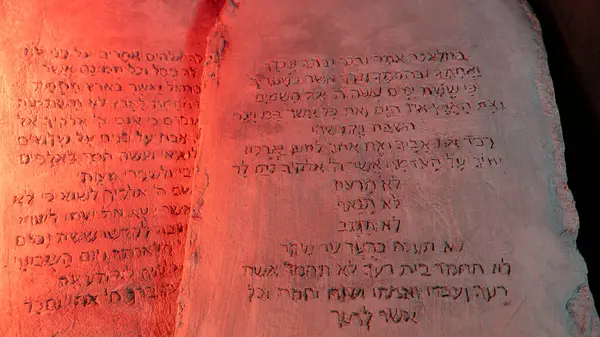 Táblák Biblia Tízparancsolatával Stock Kép