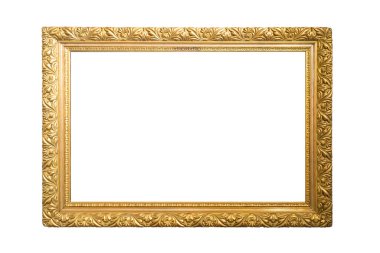 Beyaz arkaplanda dekoratif oymalı Kenarlık ile süslenmiş Altın Resim Çerçevesi