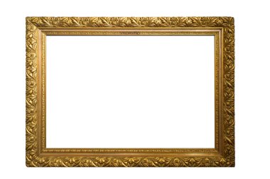 Beyaz arkaplanda dekoratif oymalı Kenarlık ile süslenmiş Altın Resim Çerçevesi