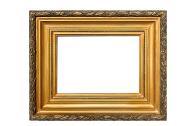 Beyaz arkaplanda dekoratif oymalı Kenarlık ile süslenmiş Altın Resim Çerçevesi